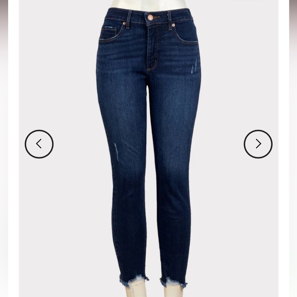 LOFT Navy Skinny Trimmed Jeans
